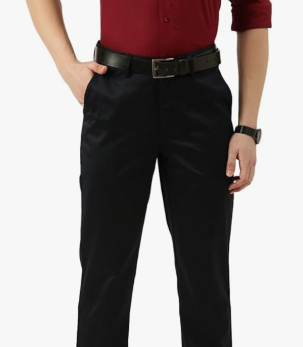 Peter England Men's Slim Fit Mid Rise Pants